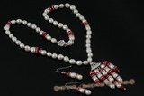 Wn054 Enchanting freshwater rice pearl& crystal Princess necklace for bridesmaid