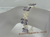 zbr011 Handmade 7.5inch 4-5mm potato pearl& purple Zircon beads Bracelet