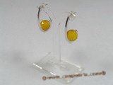 ZE001 11mm yellow faceted zircon sterling silver studs earrings