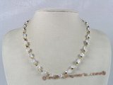 ZN002 Handmade crystal beads& whtie faceted zircon beads necklace