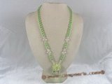 ZN012 Hand-wired green coin zircon necklace with layers flower pendant