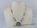 ZN017 Hand-wired purple zircon beads & faceted crystal necklace