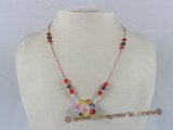 ZN018 Hand-wired multi-color zircon beads & faceted crystal necklace