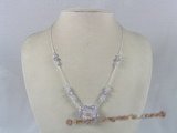 ZN019 Hand-wired light purple zircon beads & faceted crystal necklace