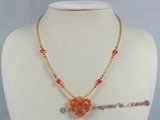 ZN022 Hand-wired red heart-shape zircon bead necklace wholesale