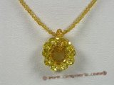 ZN039 Faceted chinese crystals necklace with yellow zircon flower pendant