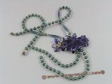 ZN055 Blue potato seed pearl& purple layer flower zircon necklace on sale