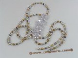 ZN058 Multicolor potato seed pearl& layer flower zircon necklace