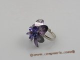 ZR003 25mm purple flower-design zircon adjustable 18KGP rings
