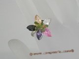 ZR014  Adjustable 20mm Flower cluster design CZ zircon 18KGP rings