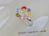 ZR019 Adjustable flower zircon 18KGP ring jewelry