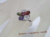 ZR023  Adjustable flower multicolor zircon 18KGP ring in wholesale