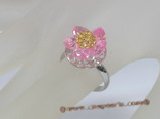 ZR024  Adjustable flower pink zircon 18KGP ring in wholesale